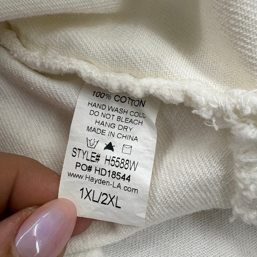 Hayden Los Angeles White Ruffle Short Sleeve Denim Jacket 1XL/2XL NWOT Boutique - Picture 6 of 6
